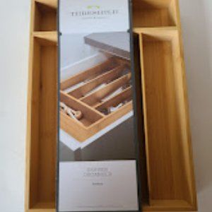 Threshold Bamboo Drawer Tray Organizer Cutlery Flatware Storage 14”x10”x2” NWT